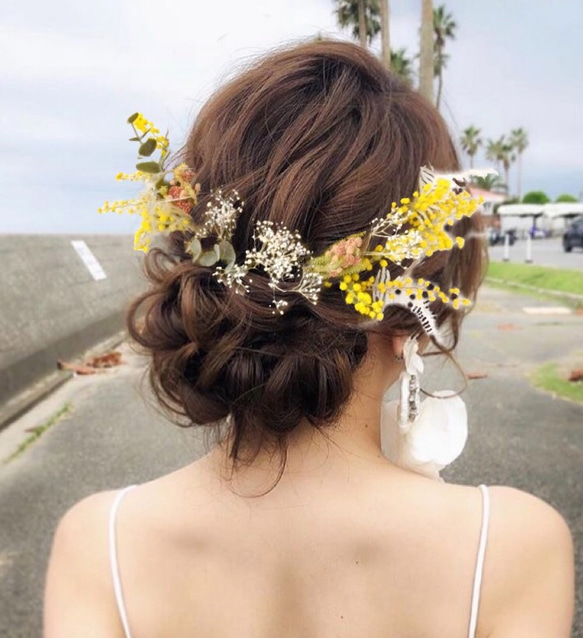 ブライダルヘアアクセサリー　ミモザ 3枚目の画像