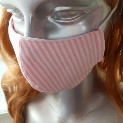 ピンクのストライプ柄・夏マスク 2枚目の画像
