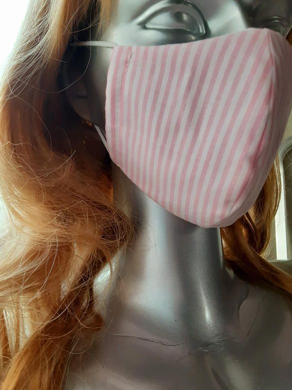 ピンクのストライプ柄・夏マスク 6枚目の画像