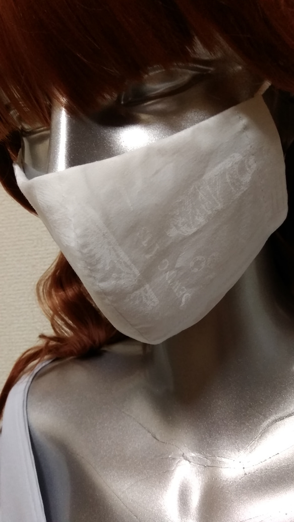 ハンドメイド立体マスク～白地×ソーイング柄・1枚  ※マスクは感染を完全に予防するものではありません 8枚目の画像