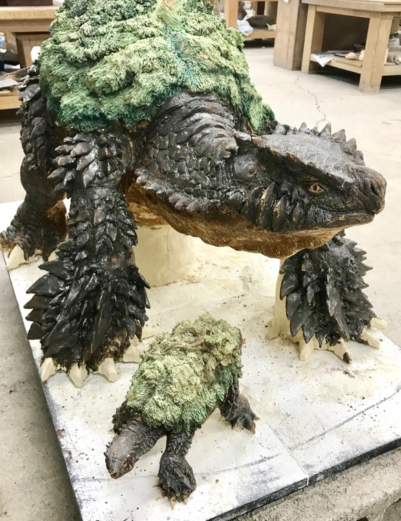 亀の彫刻品 楽天市場】 Edge Sea Turtle 幅59.5x奥行20.5x31(cm) 海亀亀