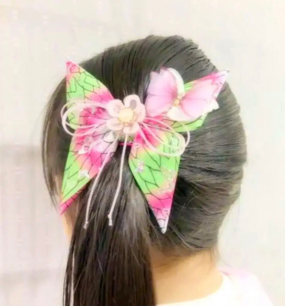 No.82 キッズ用　蝶々ヘアゴム ♡ 5枚目の画像