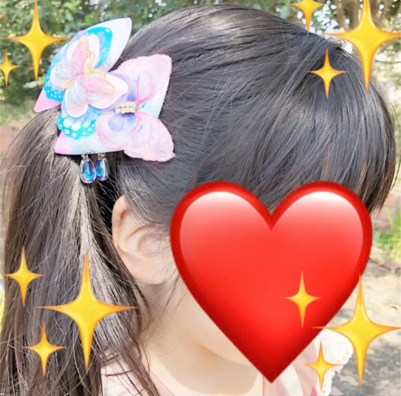 No.168 キッズ用　蝶々リボンヘアゴム 2個セット♡ 9枚目の画像