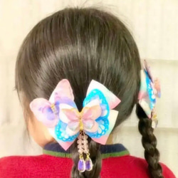 No.171 キッズ用　蝶々リボンヘアゴム  2個セット♡ 6枚目の画像