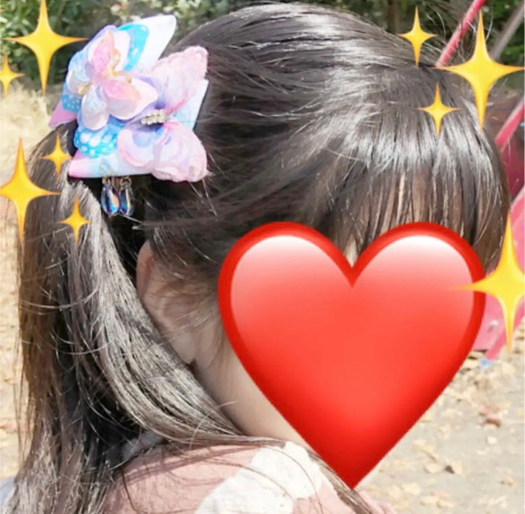 No.172 キッズ用　蝶々リボンヘアゴム 2個セット♡ 9枚目の画像