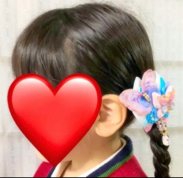 No.184 キッズ用　蝶々リボンヘアゴム 2個セット♡ 7枚目の画像