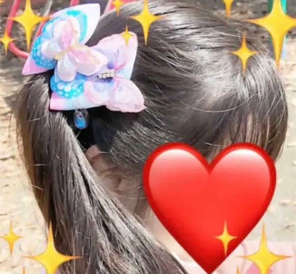 No.184 キッズ用　蝶々リボンヘアゴム 2個セット♡ 8枚目の画像