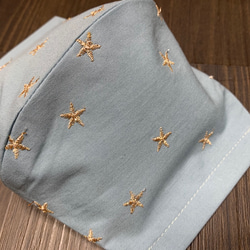 【再販！】ソフトブロード　コットン100%　ダブルガーゼ　立体マスク　刺繍　星柄　秋冬 3枚目の画像