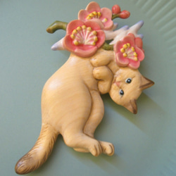 お花見猫のブローチ 3枚目の画像