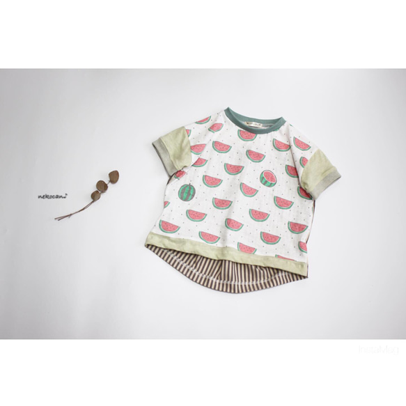 110size】 スイカなバタックtシャツさん♪ 子供服 nekocan♪ （ネコ缶  