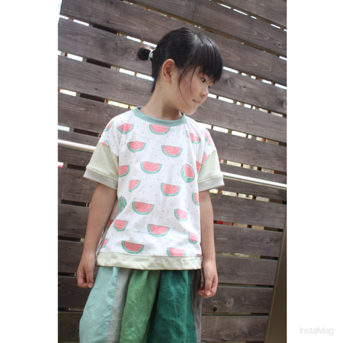 110size】 スイカなバタックtシャツさん♪ 子供服 nekocan♪ （ネコ缶  