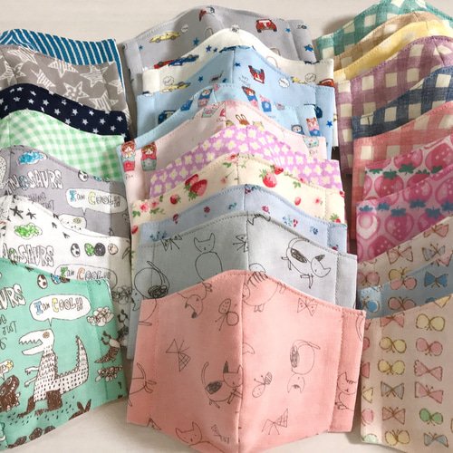 選べる2枚セット 子供用立体ガーゼマスク♪♪小学生 布マスク(ベビー