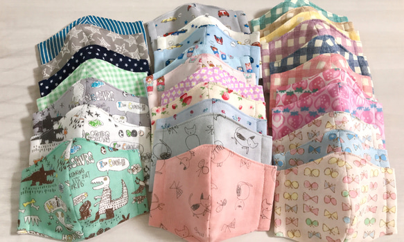 選べる2枚セット 子供用立体ガーゼマスク♪♪小学生 1枚目の画像