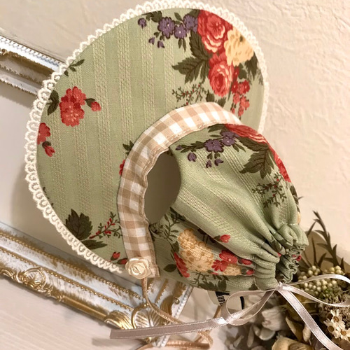 猫の帽子 若草色のボンネット ペット服・アクセサリー ronronbonnet