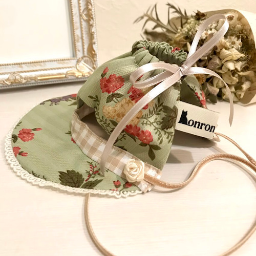 猫の帽子 若草色のボンネット ペット服・アクセサリー ronronbonnet