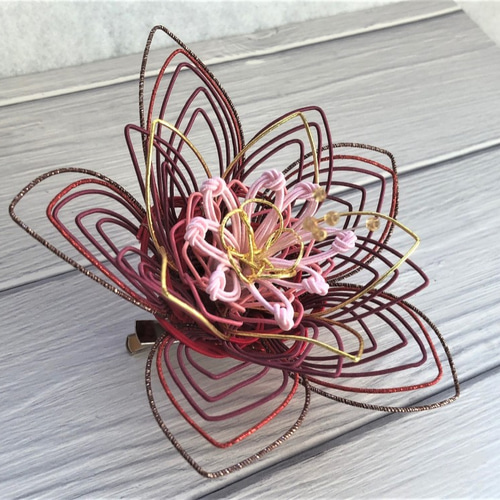 オーダーメイド 大正浪漫 市松模様リボン 江戸むらさき その他ヘア