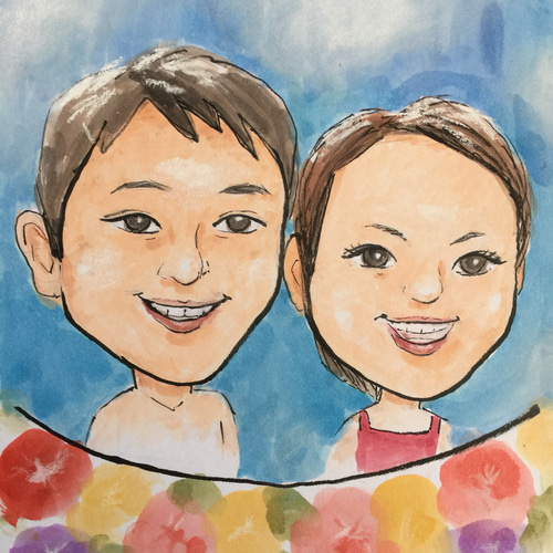 似顔絵2名様描き(色紙サイズ) イラスト teasal工房 通販