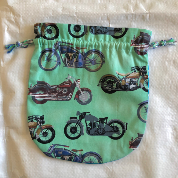 バイクプリントの巾着 3枚目の画像