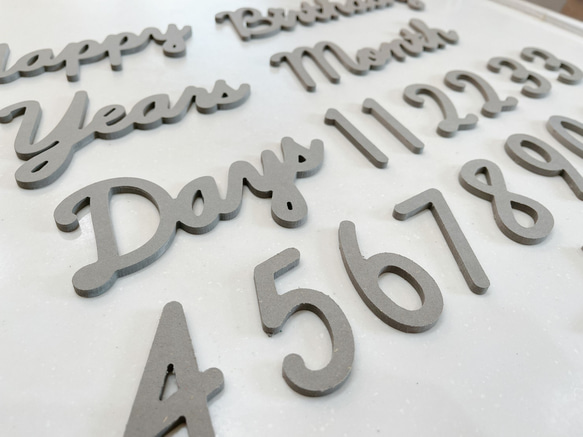 木製 MDF灰色 ガーランド 誕生日 記念日 レターバナー Happy Birthday 星 数字 月齢フォト 2枚目の画像