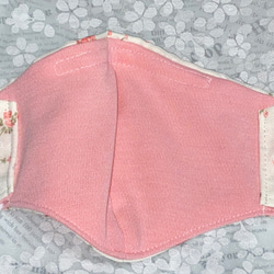 マスク　シフォン　ハーフリネン  シャインクール(ピンク)　ノーズワイヤー付き 4枚目の画像