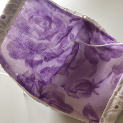 コットンレース 花柄 紫 ダブルガーゼ 中地 不織布 3枚目の画像