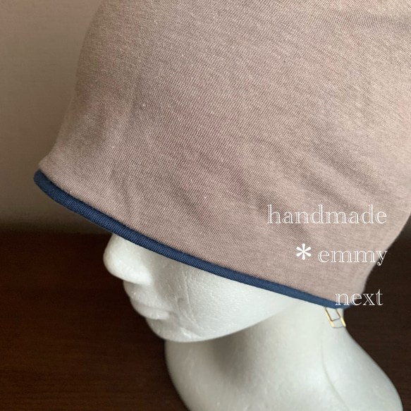 送料無料＊handmadeコットンレイヤードキャップ2枚set〈ネイビー〉ケア帽子　医療用帽子 9枚目の画像