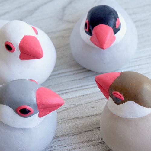 てのひら文鳥 白/桜/シナモン/シルバー その他置物 もっちょこ 通販