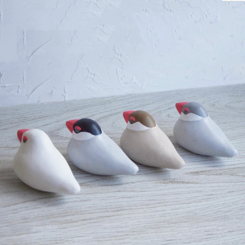 てのひら文鳥 白/桜/シナモン/シルバー その他置物 もっちょこ 通販