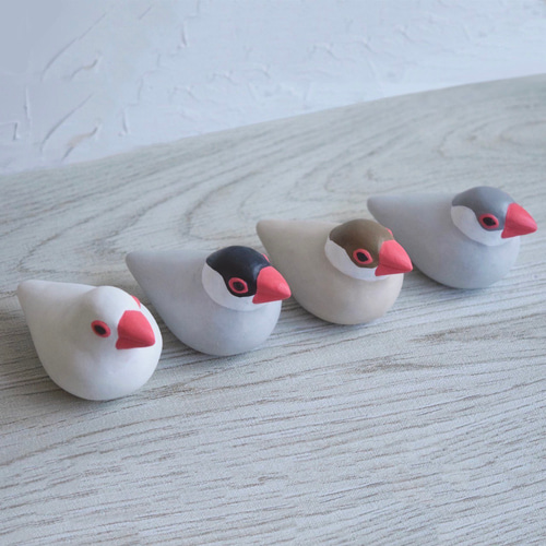 てのひら文鳥 白/桜/シナモン/シルバー その他置物 もっちょこ 通販