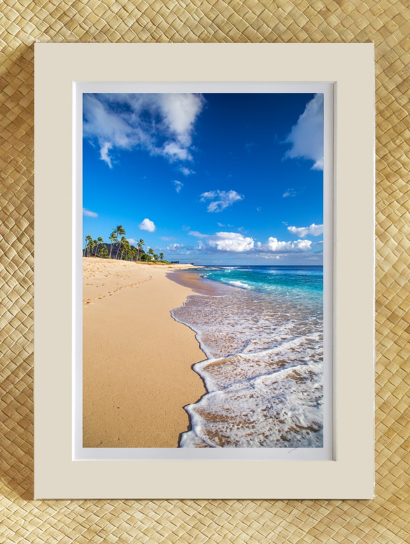 「ウエストショア」ローカルハワイの美しさを伝えるウエストショアのビーチ A4マットフレーム作品 ハワイの風景写真 1枚目の画像