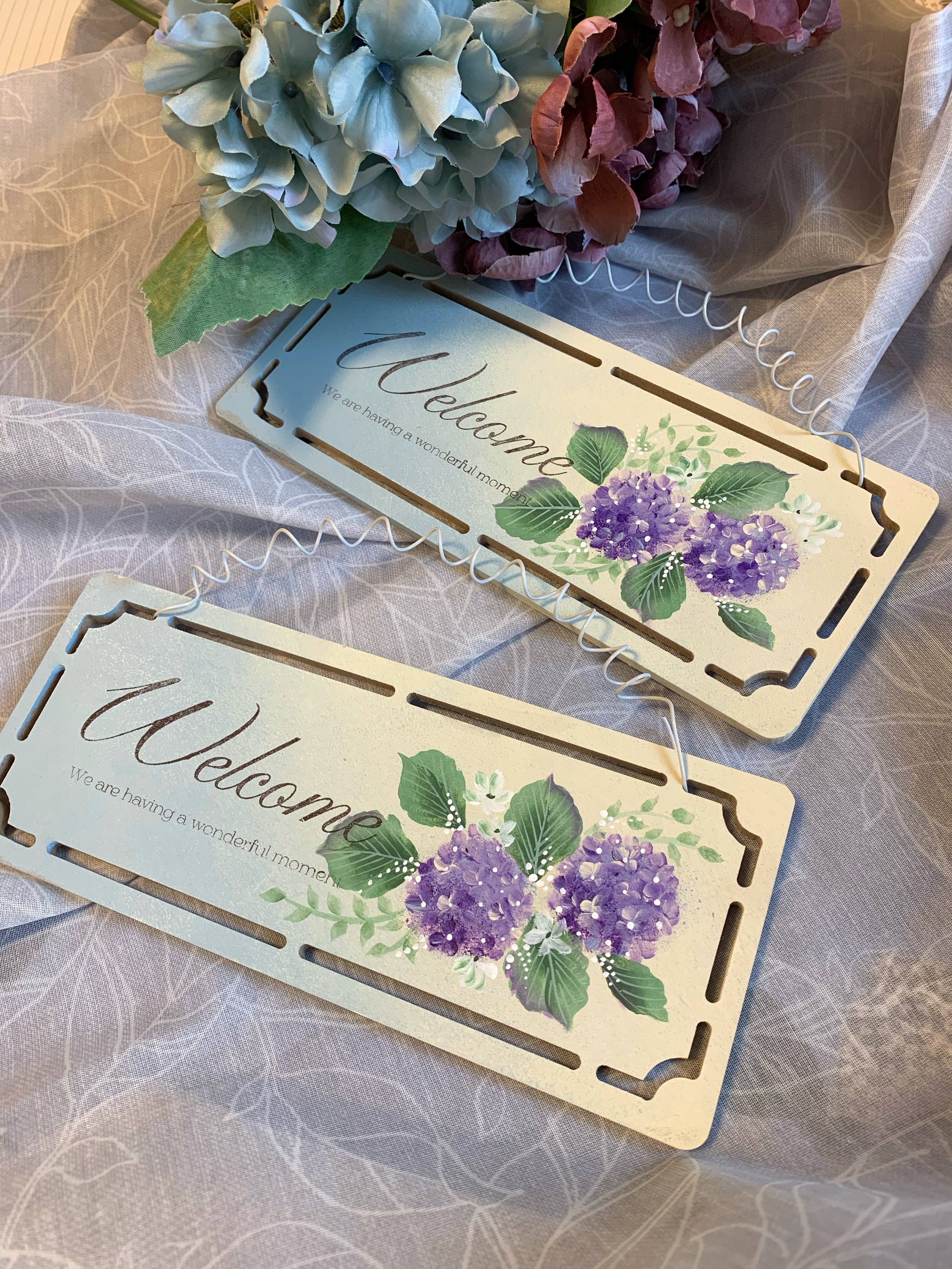 トールペイント 紫陽花のウエルカムボード あじさい ハンドペイント