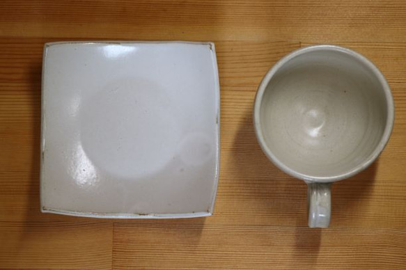 クロス柄 コーヒーカップ&ソーサー２個セット 益子焼 Creema限定 6枚目の画像