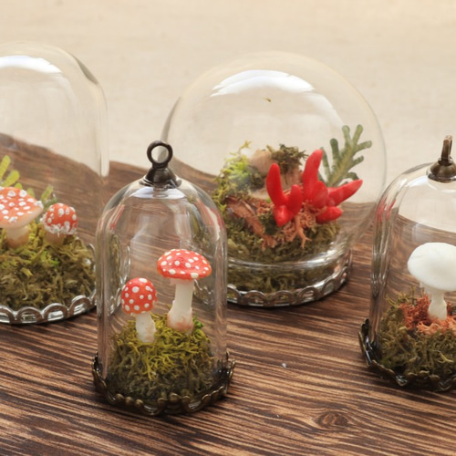 ミニチュアきのこドーム(樹脂粘土)_テングタケ/ベニテングタケ