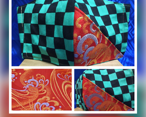 ハンドメイドインナーマスク子供用3枚 迷彩柄リップル生地 ハンドメイドインナーマスク子供用3枚 迷彩柄リップル生地