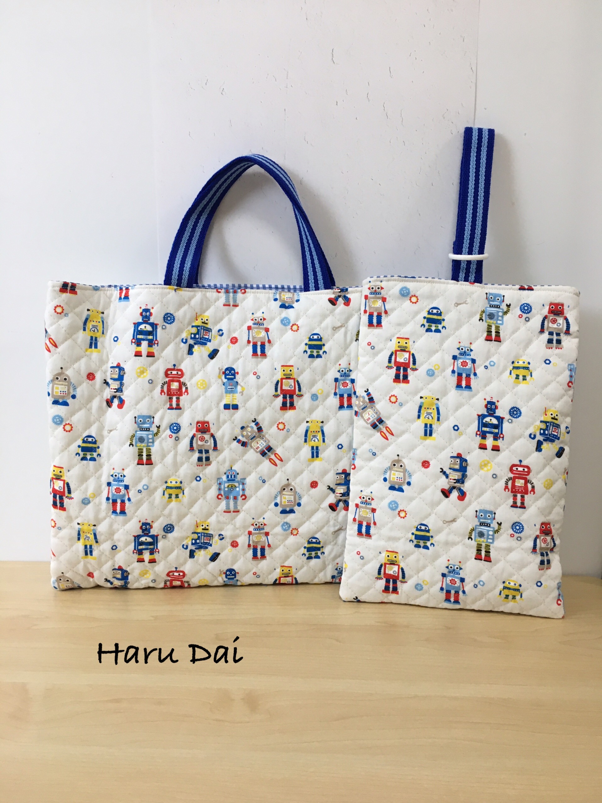 レッスンバッグ 上履き入れ　体操服袋　リボンキルト　韓国生地