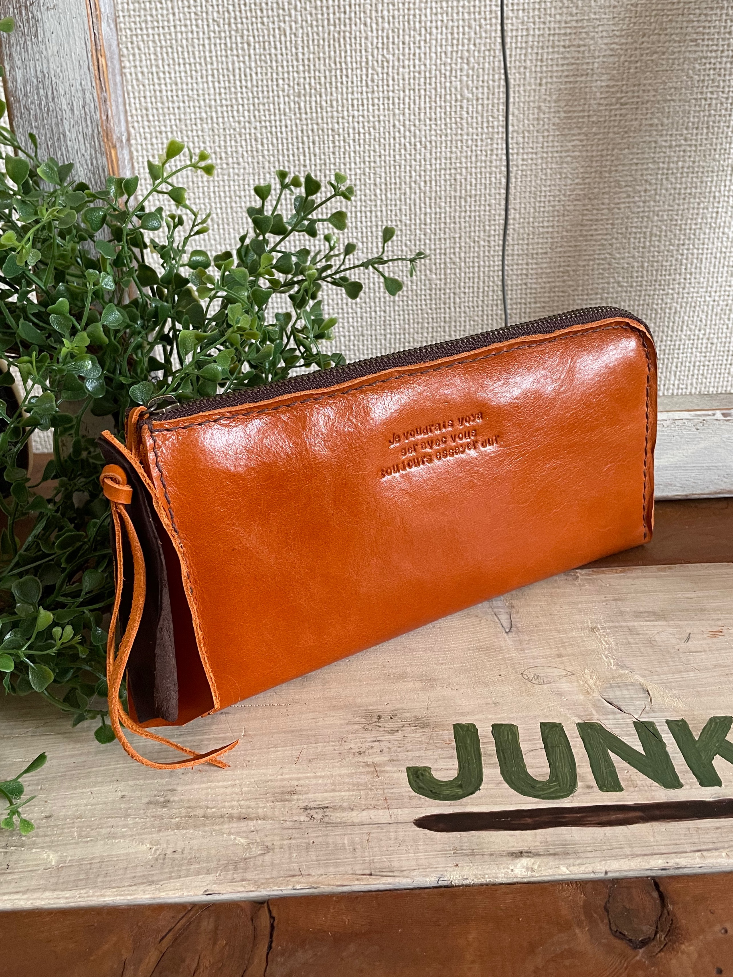 長財布/ウォレット/革/ヴィンテージ風