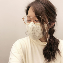 【夏マスク】⑭サークルレースマスク(VA)    接触冷感機能付き 高級綿生地使用 女性向け立体マスク おしゃれ女子に 1枚目の画像
