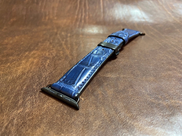 クロコダイル　アップルウォッチ用ベルト 時計バンド（For Apple Watch 38/40/41mm）レザーバンド 2枚目の画像