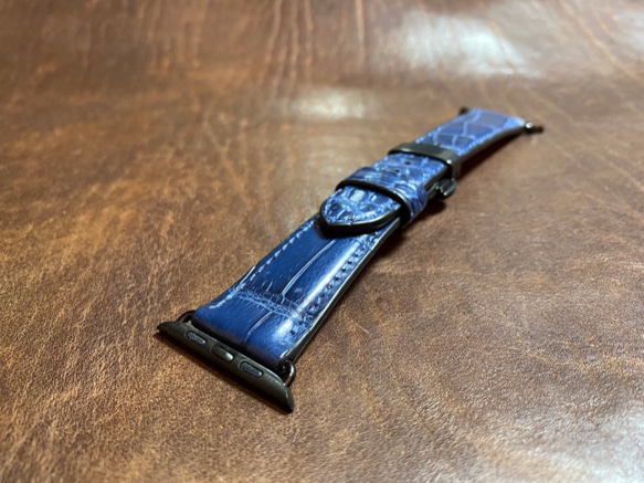 クロコダイル　アップルウォッチ用ベルト 時計バンド（For Apple Watch 38/40/41mm）レザーバンド 4枚目の画像