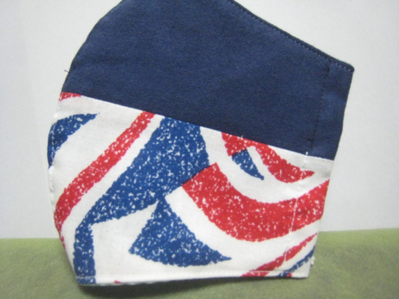 お洒落な立体大人マスク　Lサイズ＊＊（２色使いnavy blue&　Union jack） 3枚目の画像