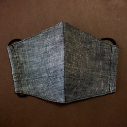 ダンガリーブラックリネン100%と黒い楊柳生地の立体マスク　天然素材 3枚目の画像