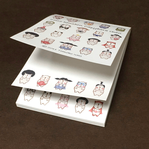 メモ A7サイズ「いろいろへんしんカピバラちゃんメモ」 メモ帳 Tomoko