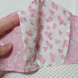 再販未定【大きめサイズ】立体マスク マスクカバー ポケット付き 猫柄 ピンク 3枚目の画像