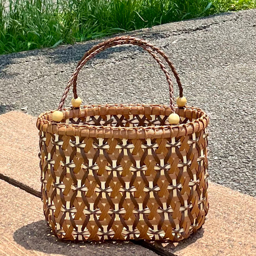 受注制作》【クラフトバンド】☆菱重ね模様のかごバック☆ かごバッグ