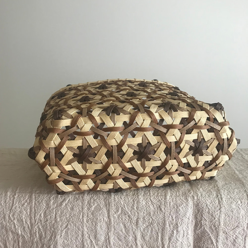 受注制作》【クラフトバンド】☆六つ目華模様のかごバック☆ かご