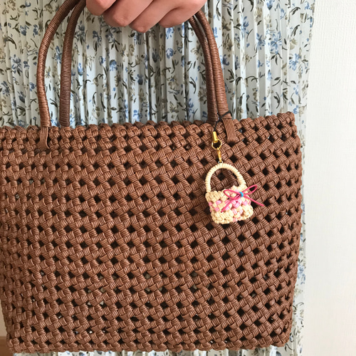 クラフトバンド】石畳み編みのミニチュアBAG☆2個セット その他