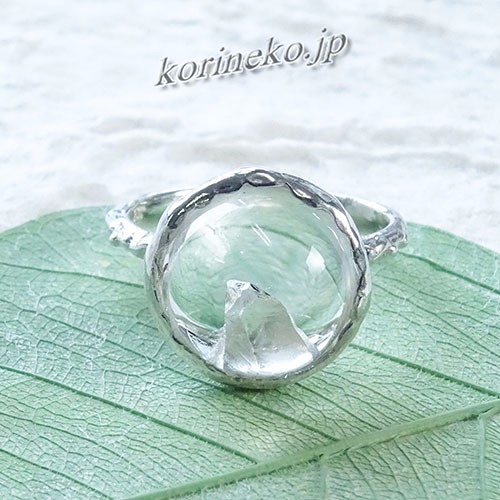 クウォーツinクウォーツ リング 虹入り 貫入水晶 貫入水晶（クォーツ