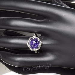 Newカット「灯」。オシャレなアメシストの甲州貴石切子リング　１０KYG 製 6枚目の画像