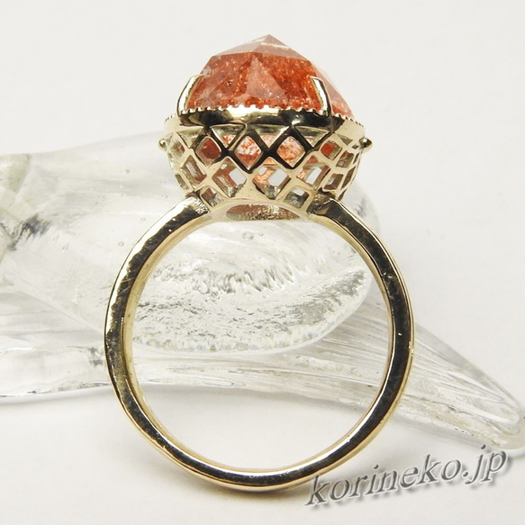 花火が煌めく。可憐なファイアークォーツの甲州貴石切子の手毬リング 3枚目の画像