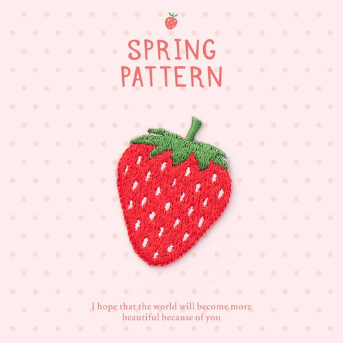 1枚】『1粒いちごの刺繍ワッペン』アップリケ 大 ワッペン